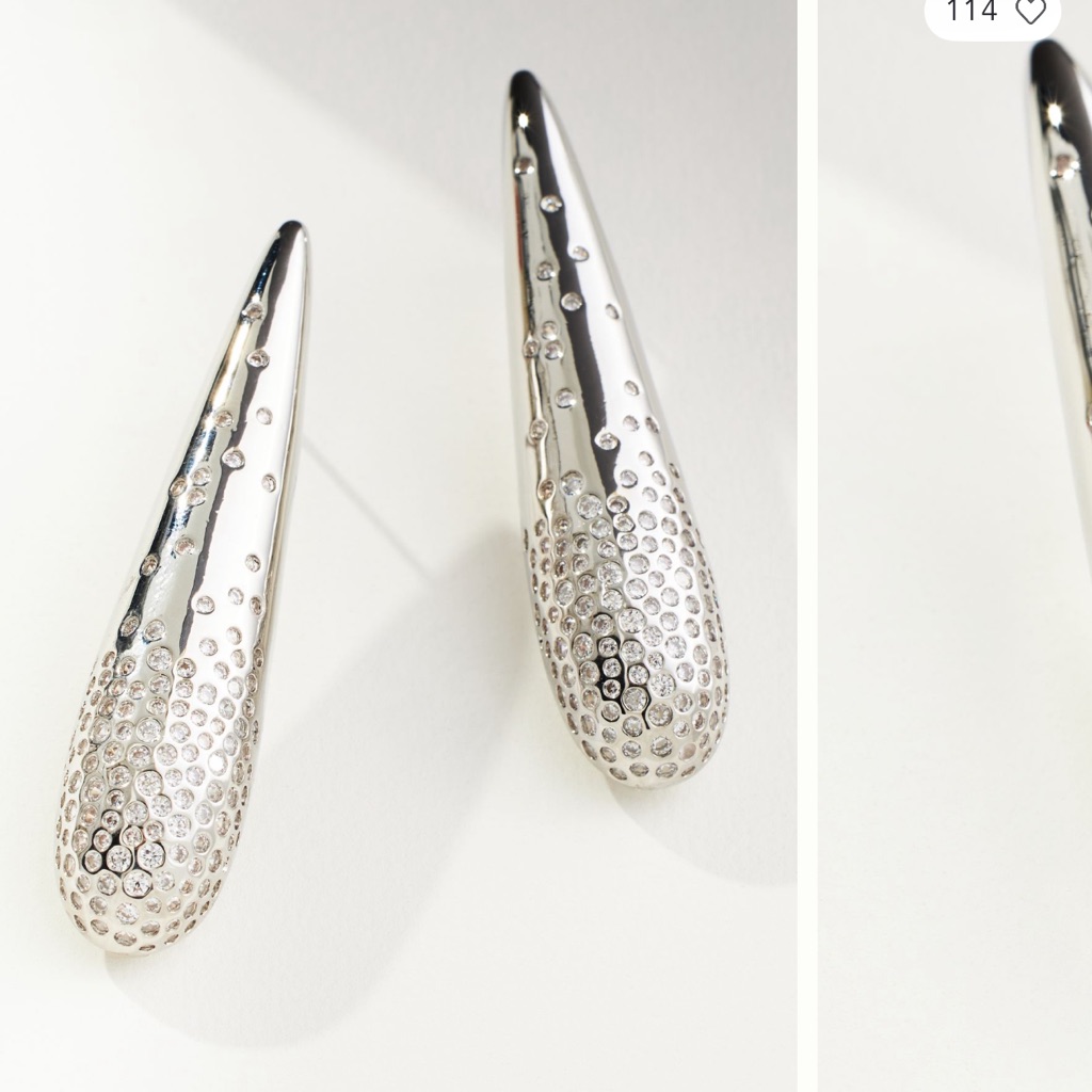Anthropologie Pave Triangle Drop Earrings Nwt Silver Neutral